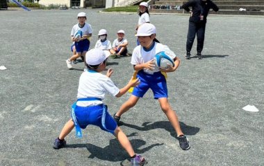 普及No.17【REVSキャラバン】浜松市立井伊谷小学校にてタグラグビー教室を実施いたしました