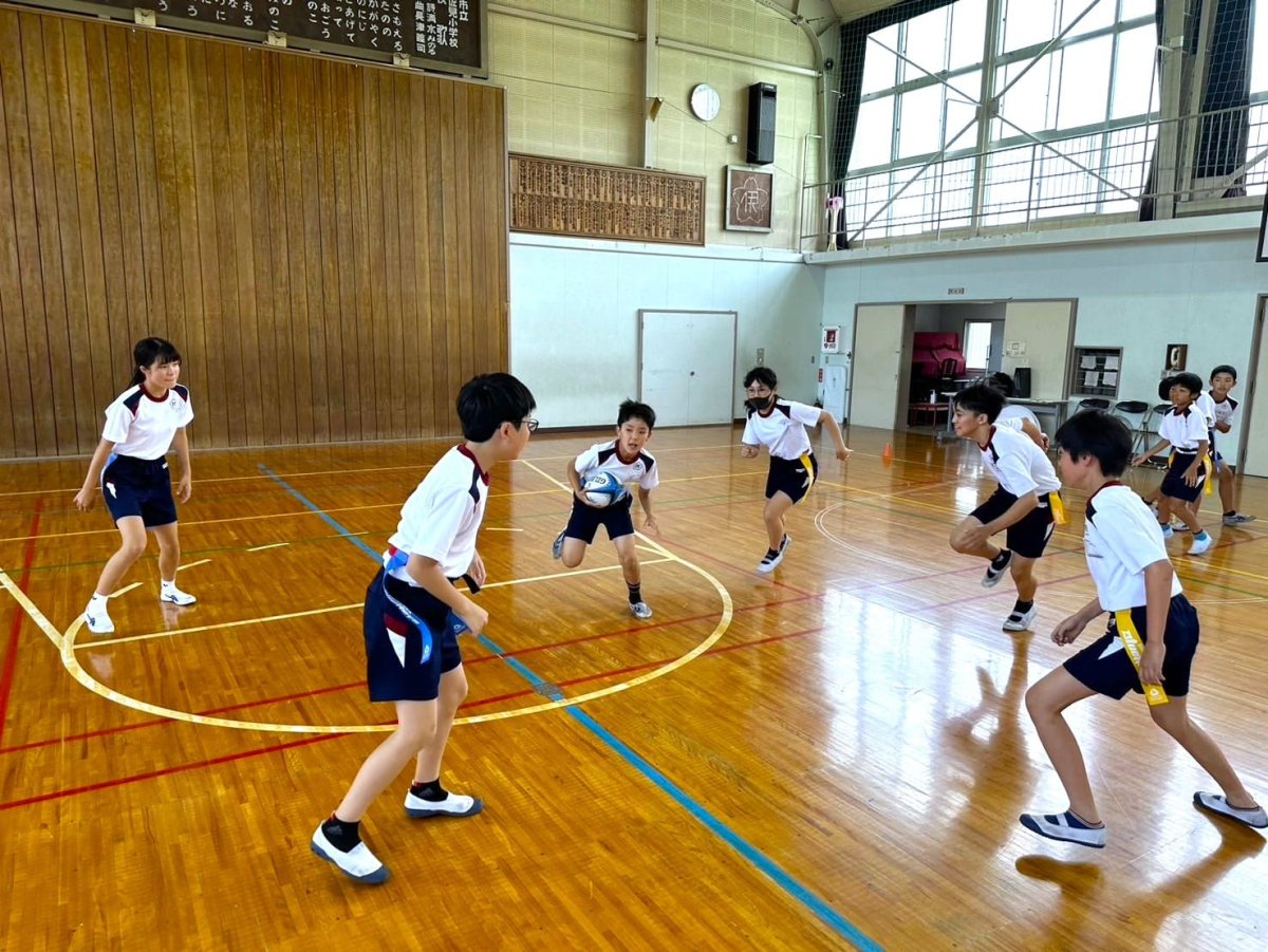 普及No.29【REVSキャラバン】浜松市立伊佐見小学校にて夢語り授業＆タグラグビー教室を実施いたしました